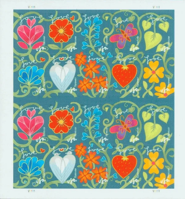 1-2011-garden-of-love-Stamps-5Sheets-100Stamps 2011 Garden of Love Forever Stamps – 5 Sheets / 100 Stamps