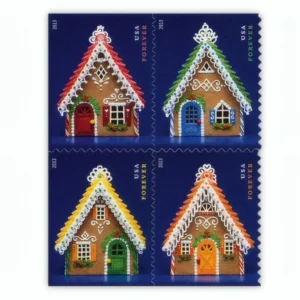 1-2013-gingerbread-houses-Stamps-5Booklets-100Stamps 2013 Gingerbread Houses Forever Stamps – 5 Booklets / 100 Stamps