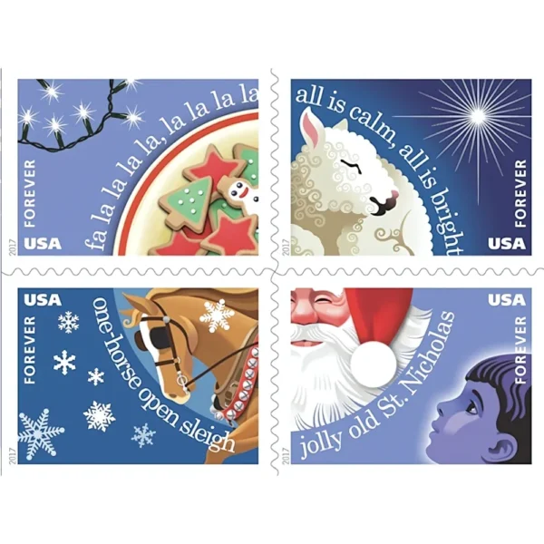 1-2017-christmas-carols-Stamps-5Booklets-100Stamps 2017 Christmas Carols Forever Stamps – 5 Booklets / 100 Stamps