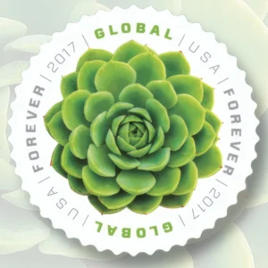 1-2017-green-succulent-Stamps-5Booklets-50Stamps 2017 Green Succulent Global Forever Stamps – 5 Booklets / 50 Stamps