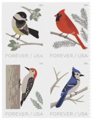 1-2018-Birds-in-Winter-Stamps-5Booklets-100Stamps 2018 Birds in Winter Stamps – 5 Booklets / 100 Stamps