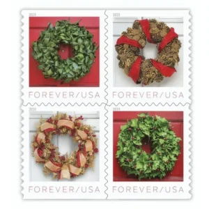 2019 Holiday Wreaths Forever Stamps – 5 Booklets / 100 Stamps