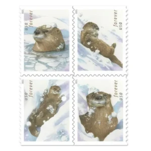 1-2021-Otters-in-Snow-Stamps-5Booklets-100Stamps 2021 Otters in Snow Stamps – 5 Booklets / 100 Stamps