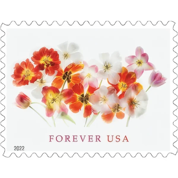 1-2022-tulips-Stamps-5Sheets-100Stamps-1 2022 Tulips Forever Stamps – 5 Sheets / 100 Stamps