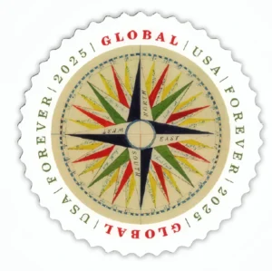 1-2025-Compass-Rose-Stamps-5Sheets-50Stamps 2025 Compass Rose Global Forever Stamps – 5 Sheets / 50 Stamps