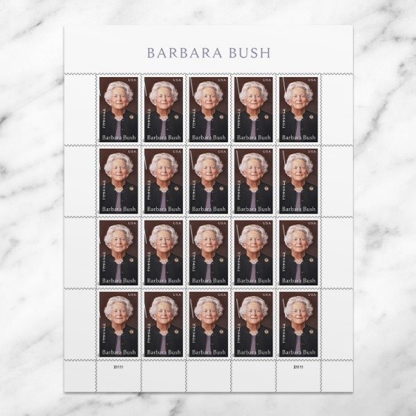 1-2025-barbara-bush-Stamps-5Sheets-100Stamps 2025 Barbara Bush Forever Stamps – 5 Sheets / 100 Stamps