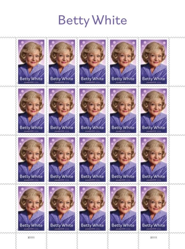 1-2025-betty-white-Stamps-5Sheets-100Stamps 2025 Betty White Forever Stamps – 5 Sheets / 100 Stamps