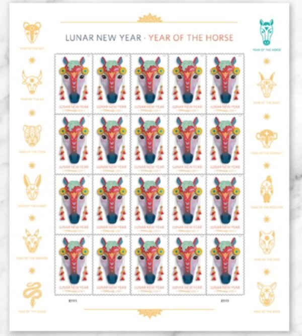 2026 Lunar New Year of the Horse Forever Stamps – 5 Sheets / 100 Stamps