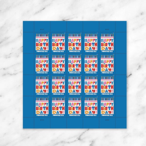 1-2026-happy-birthday-forever-stamps-5-panes-100-stamps 2026 Happy Birthday Forever Stamps - 5 Panes / 100 Stamps - 5 Panes of 20, 100 stamps total