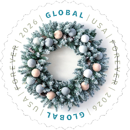 2026 Winter Wreath Global Forever Stamps - 5 Sheets / 50 Stamps - 5 Sheets of 10, 50 stamps total