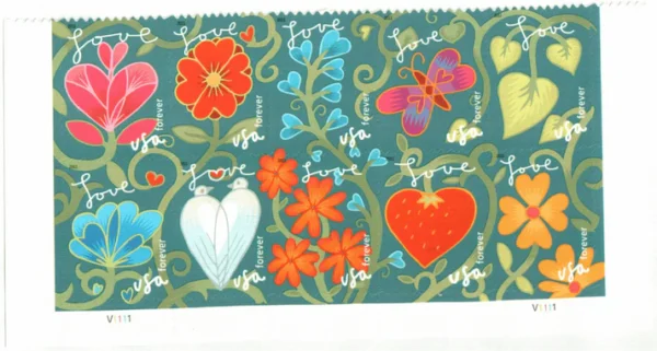 2-2011-garden-of-love-Stamps-5Sheets-100Stamps 2011 Garden of Love Forever Stamps – 5 Sheets / 100 Stamps