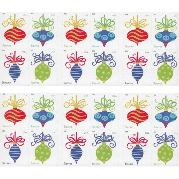 2-2011-holiday-baubles-Stamps-5Booklets-100Stamps 2011 Holiday Baubles Forever Stamps – 5 Booklets / 100 Stamps