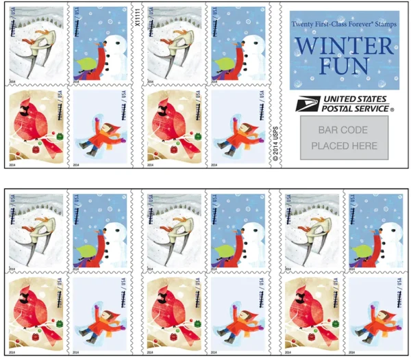 2-2014-winter-flowers-Stamps-5Booklets-100Stamps 2014 Winter Flowers Forever Stamps – 5 Booklets / 100 Stamps