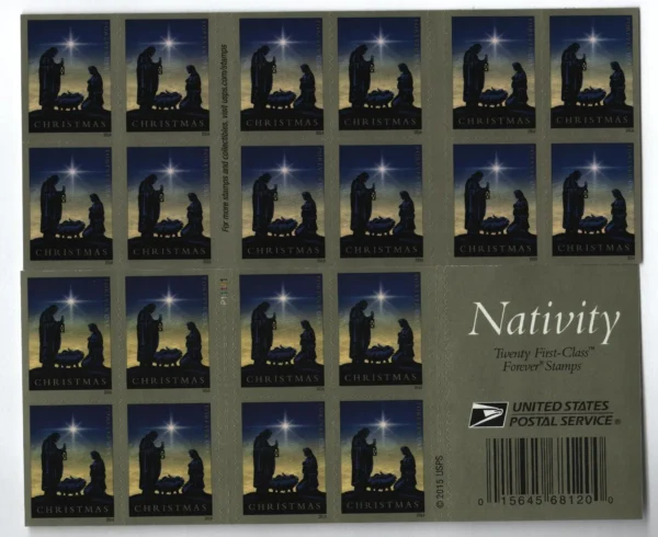 2-2016-nativity-christmas-Stamps-5Booklets-100Stamps 2016 Nativity Christmas Forever Stamps – 5 Booklets / 100 Stamps