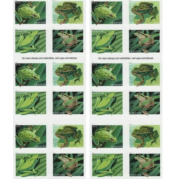 2019 Frogs Stamps – 5 Booklets / 100 Stamps