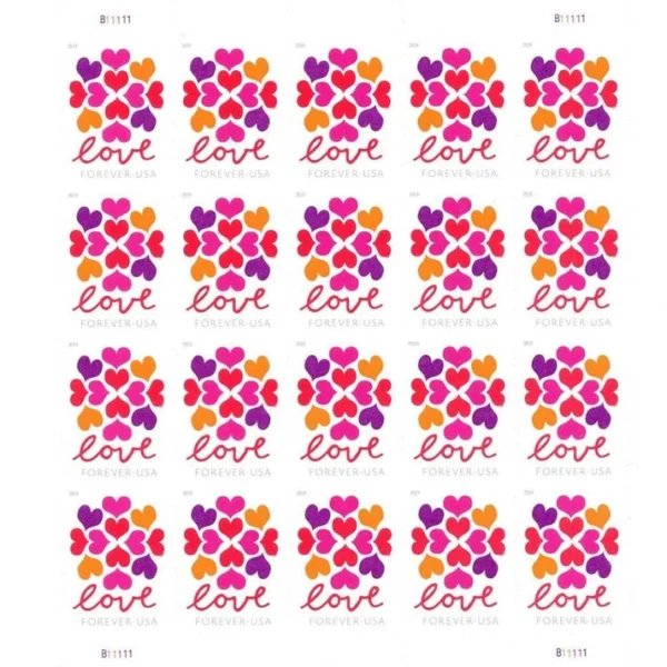 2-2019-hearts-blossom-Stamps-5Sheets-100Stamps 2019 Hearts Blossom Forever Stamps – 5 Sheets / 100 Stamps