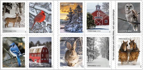 2-2020-Winter-Scenes-Forever-Stamps-5Booklets-100Stamps 2020 Winter Scenes Forever Stamps – 5 Booklets / 100 Stamps