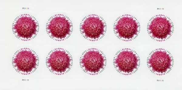 2-2020-chrysanthemum-Stamps-5Booklets-50Stamps 2020 Chrysanthemum Global Forever Stamps – 5 Booklets / 50 Stamps