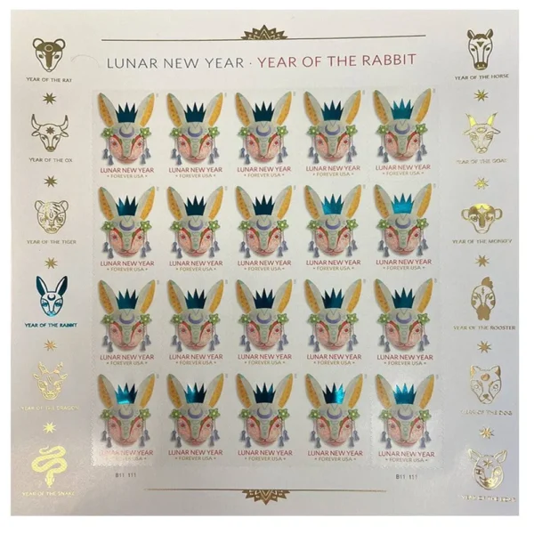 2-2023-Lunar-New-Year-of-the-Rabbit-Forever-Stamps-5Sheets-100Stamps 2023 Lunar New Year of the Rabbit Forever Stamps – 5 Sheets / 100 Stamps