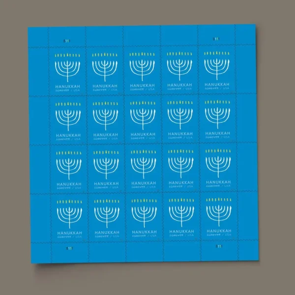 2-2024-hanukkah-Stamps-5Sheets-100Stamps 2024 Hanukkah Forever Stamps – 5 Sheets / 100 Stamps