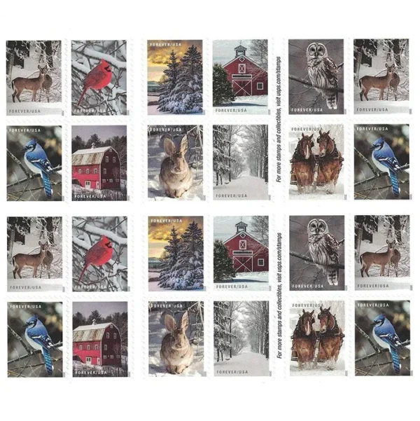 3-2020-Winter-Scenes-Forever-Stamps-5Booklets-100Stamps 2020 Winter Scenes Forever Stamps – 5 Booklets / 100 Stamps