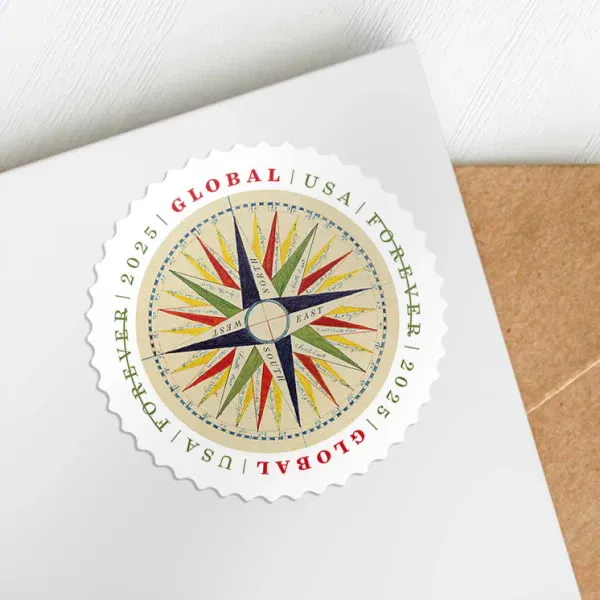 2025 Compass Rose Global Forever Stamps – 5 Sheets / 50 Stamps